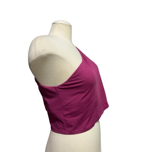 Halara Short Sleeve One Shoulder Crop Top Sz XL Purple Built in Bra - Picture 12 of 13